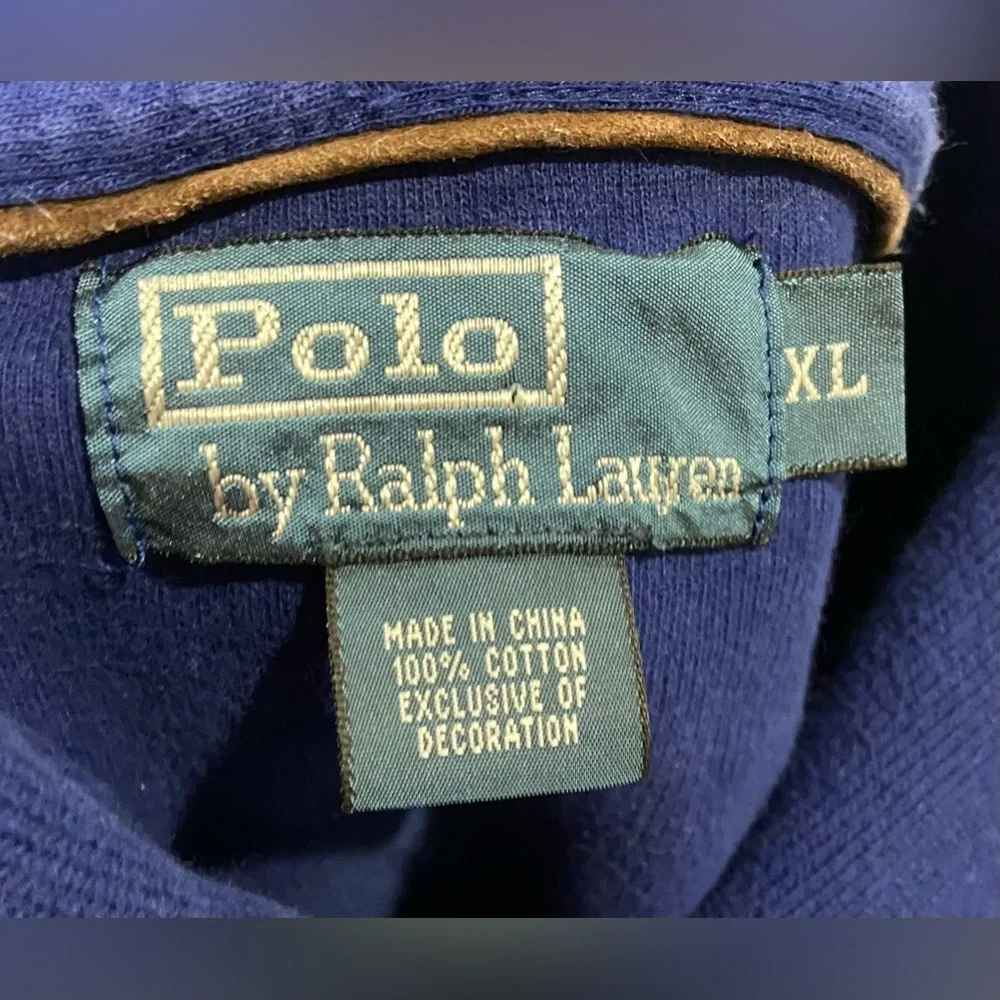 Polo Ralph Lauren Sweater Mens X-Large Blue Shawl Collar Sweatshirt Preppy